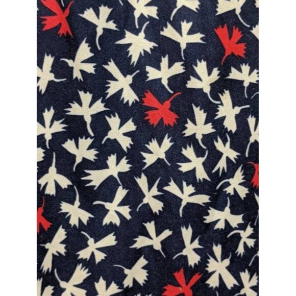 Secretary Blue White Patterned Tie Neck Dress S M Vintage 80s B39 Shirtdress - Picture 5 of 5